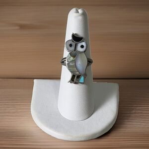 Vintage Native Owl Size 7.25 Sterling Silver Ring